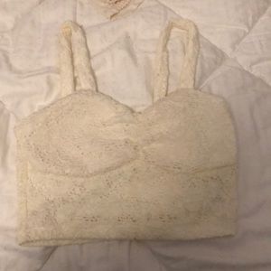 Cream lace crop top
